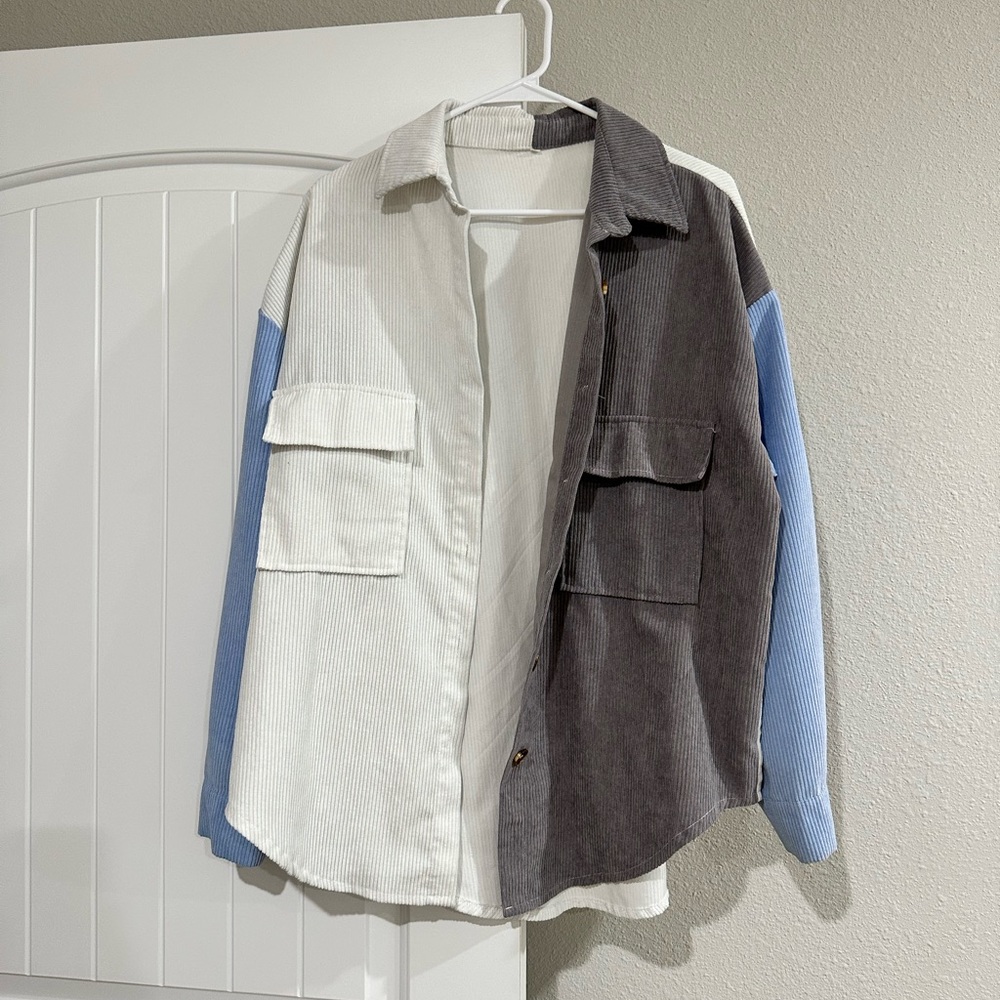 Color block button down